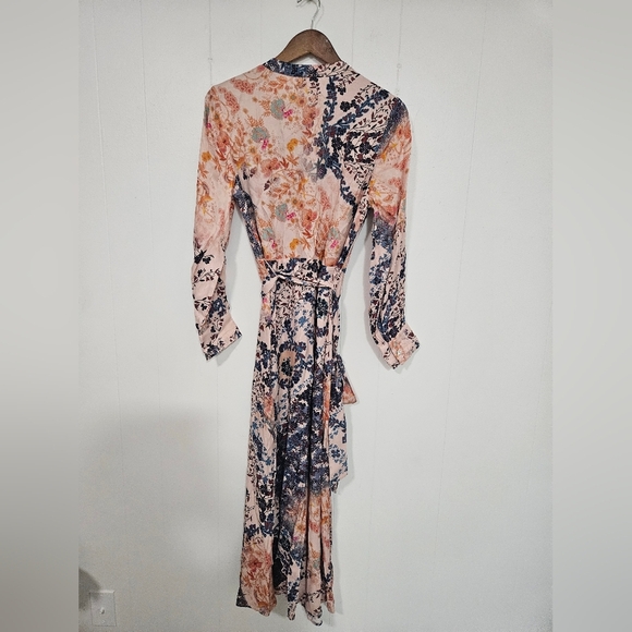 NWT SOFT SURROUNDINGS NASSAU PEACH BLUE FLORAL KIMONO LONG SLEEVE MAXI DRESS - Picture 6 of 6